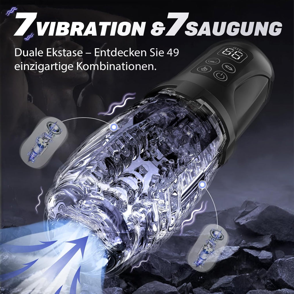 Elektrischer Masturbator Masturbieren für Männer, 7 Vibration 7 Saugmodi Sex Spielzeug für die Männer, Realistische Taschenmuschi Sexspielzeug mit Doppel-Starkmotor, Penispumpe Masturbatoren Sex Toys