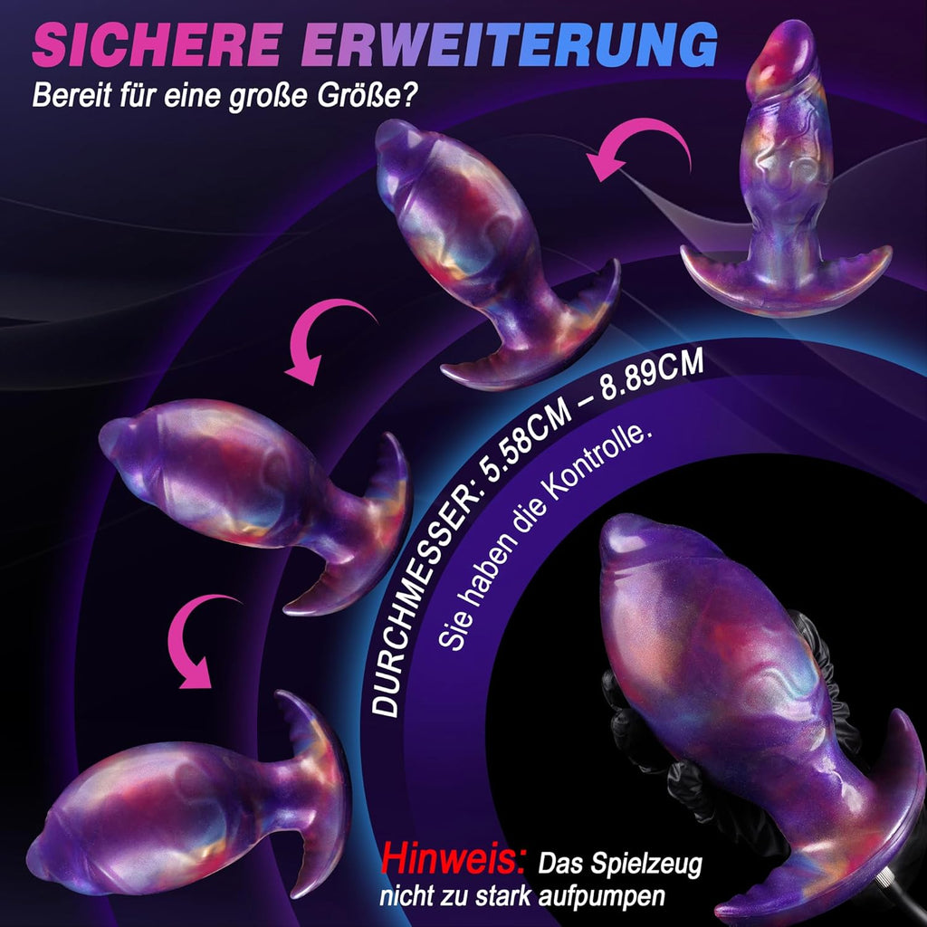 Aufblasbar Analplug Anal Dildo Butt Plug mit Pumpe BDSM Extrem Inflatable Anal Plug Analdildo Analtoy Analdehner Monster Dildo XXL Silikon Groß Dick für Männer Frauen