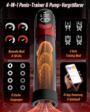 Load image into Gallery viewer, 4-in-1 Penispumpe Sex Spielzeug für die Männer Masturbator, APP Manuell &amp; Automatisch Elektrische Vakuumpumpe mit 4 Trainingsmodi &amp; 8 Saugstufen Masturbieren für Männer, Penis Pumpe mit 6 Penisring