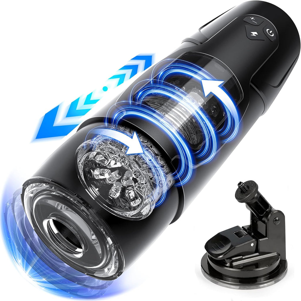 Pangpangmi Elektrischer Masturbator Masturbieren für Männer, Sex Spielzeug für die Männer mit 7 Modi Teleskopfunktion und Rotierende, Masturbatoren Taschenmuschi Penis Sexspielzeug, Schwarz