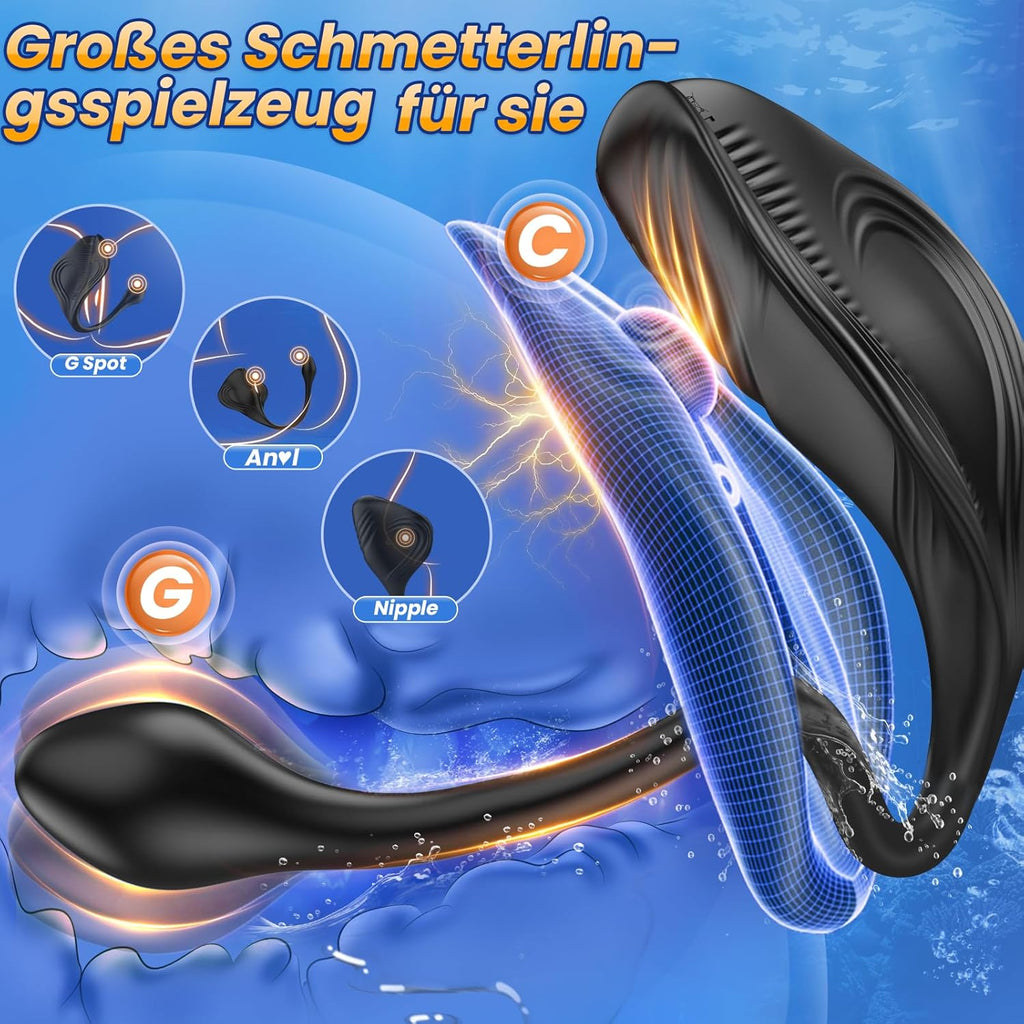 Analvibratoren Prostata Stimulation Männer, Sitzen und Reiten Anal Plug Sex Spielzeug für die Männer mit 9+9 Vibrationsmodi, Doppelmotoren Vibratorensets Analplug für Männer Analkugeln, App-Steuerung