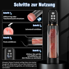 Load image into Gallery viewer, Penispumpe für Penisvergrößerung Sex Spielzeug für die Männer, Elektrische Penis Vakuumpumpe mit Taschenmuschi 4 + 3 Saugstufen, IPX7 100% Wasserdicht Erektion Masturbator mit 2 Silikonhülsen