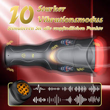 Load image into Gallery viewer, Elektrischer Masturbator für Männer Solo Multifunktionales Sexspielzeug mit 10 Vibrationsmodi &amp; 5 Druckmodi IPX6 Wasserdicht Silikon Taschenmuschi 3D Stimulation Masturbatoren USB-Aufladung