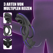 Load image into Gallery viewer, Penisring Vibrator für Paare Cock Ringe mit 9 Vibrationsmodi für die gleichzeitige Stimulation von Klitoris und Hoden Dual Cockring Massagegerät Silikon Sexspielzeug für Männer und Frauen