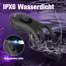 Load image into Gallery viewer, Penisring Vibrator für Paare Cock Ringe mit 9 Vibrationsmodi für die gleichzeitige Stimulation von Klitoris und Hoden Dual Cockring Massagegerät Silikon Sexspielzeug für Männer und Frauen