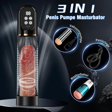 Load image into Gallery viewer, Penispumpe für Penisvergrößerung Sex Spielzeug für die Männer, Elektrische Penis Vakuumpumpe mit Taschenmuschi 4 + 3 Saugstufen, IPX7 100% Wasserdicht Erektion Masturbator mit 2 Silikonhülsen