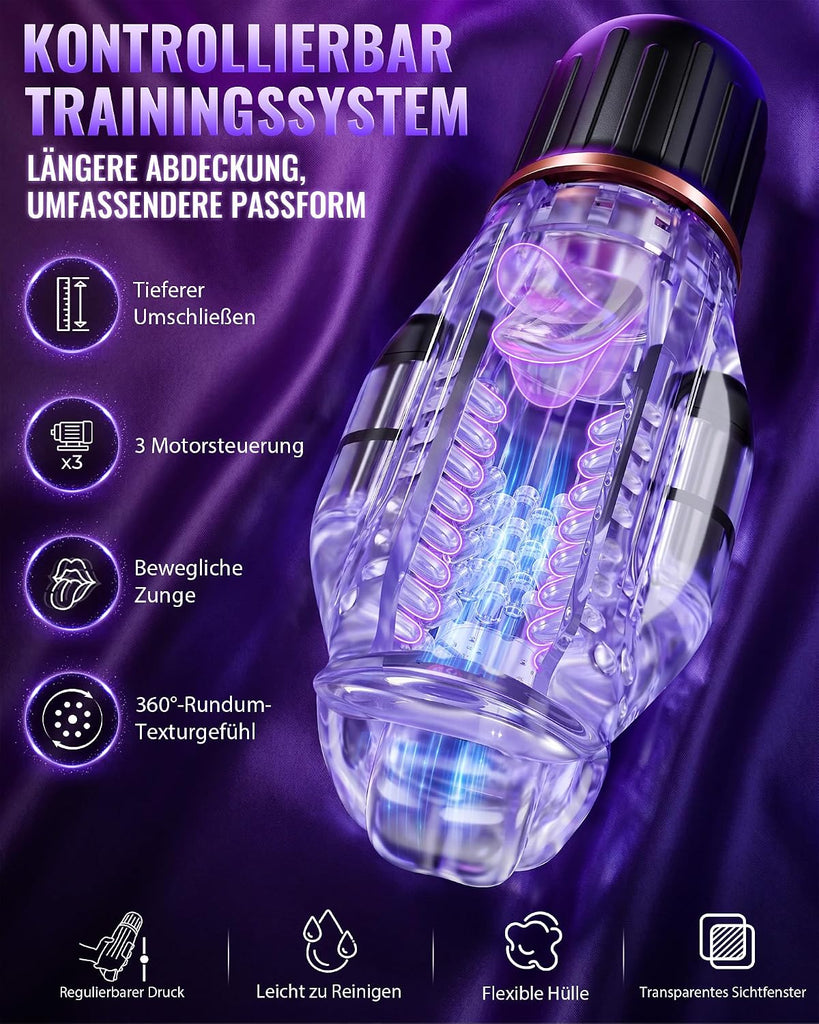 Masturbieren für Männer mit Zungenleck Sex Spielzeug für die Männer - Full-Wrap Masturbator Sexspielzeug für Männer Solo, Penis Eichel Vibrator Masturbator, KI-Interaktion Sex Toyset für Man
