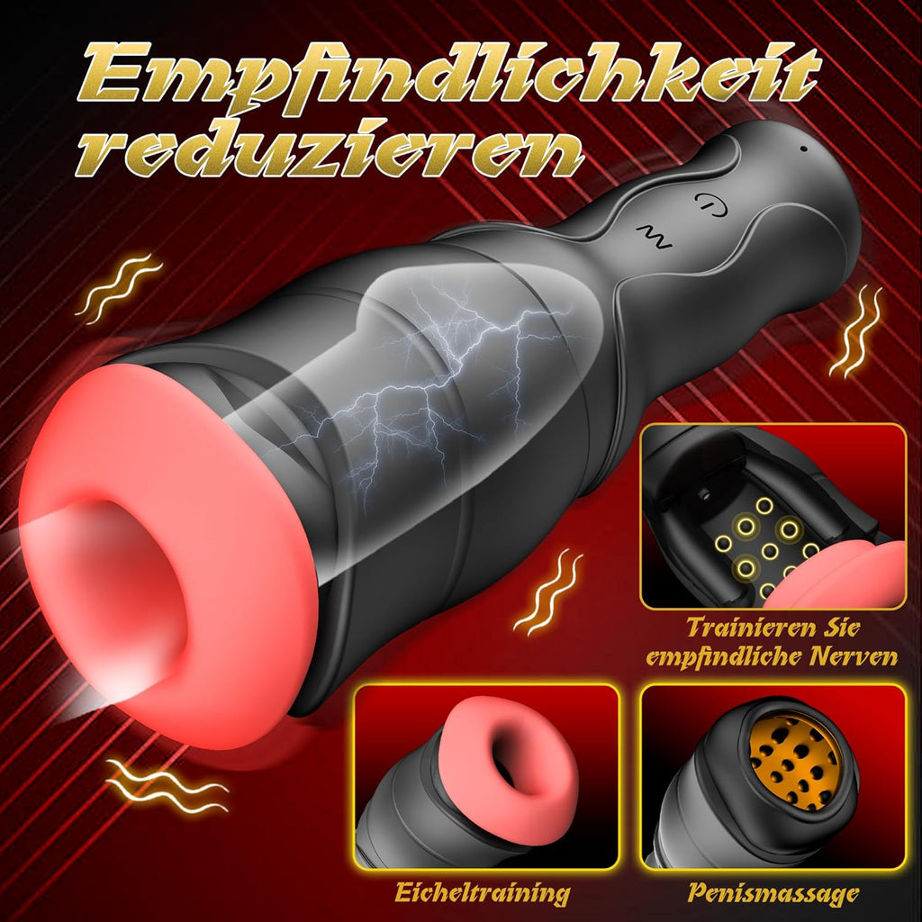 Elektrischer Masturbator für Männer Solo Multifunktionales Sexspielzeug mit 10 Vibrationsmodi & 5 Druckmodi IPX6 Wasserdicht Silikon Taschenmuschi 3D Stimulation Masturbatoren USB-Aufladung