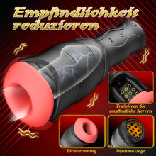 Load image into Gallery viewer, Elektrischer Masturbator für Männer Solo Multifunktionales Sexspielzeug mit 10 Vibrationsmodi &amp; 5 Druckmodi IPX6 Wasserdicht Silikon Taschenmuschi 3D Stimulation Masturbatoren USB-Aufladung