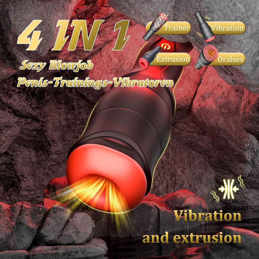 Elektrischer Masturbator für Männer Solo Multifunktionales Sexspielzeug mit 10 Vibrationsmodi & 5 Druckmodi IPX6 Wasserdicht Silikon Taschenmuschi 3D Stimulation Masturbatoren USB-Aufladung