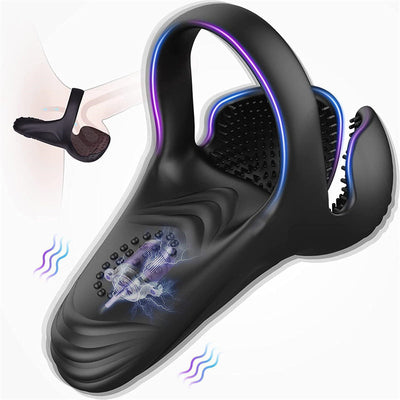 Silikon-Vibrator für Penis mit Penisring und 10 Vibrationsmodi