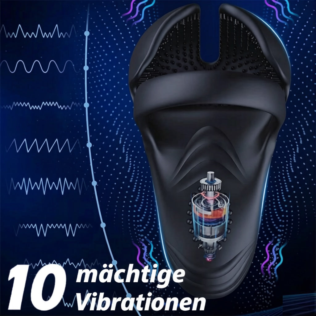 Silikon-Vibrator für Penis mit Penisring und 10 Vibrationsmodi