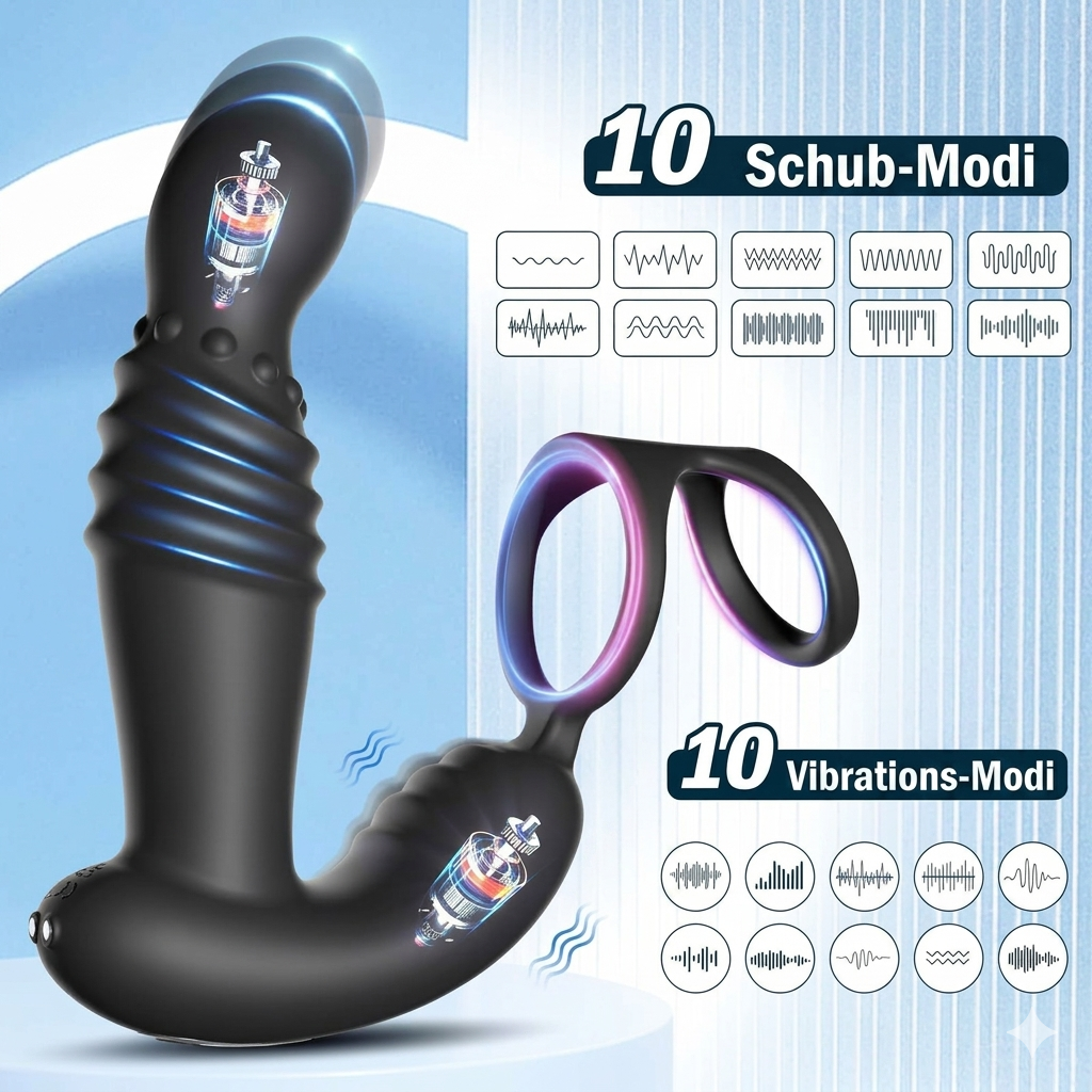 Prostata-Massagegeräte, Anal-Sexspielzeug mit Penisringen, ferngesteuerter Analvibrator mit 10 Stoß- und Vibrationsmodi