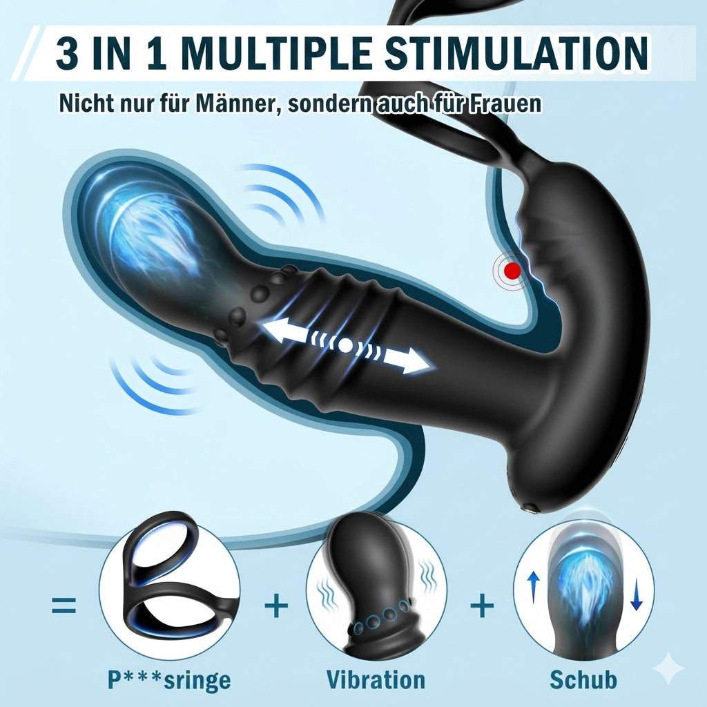 Prostata-Massagegeräte, Anal-Sexspielzeug mit Penisringen, ferngesteuerter Analvibrator mit 10 Stoß- und Vibrationsmodi
