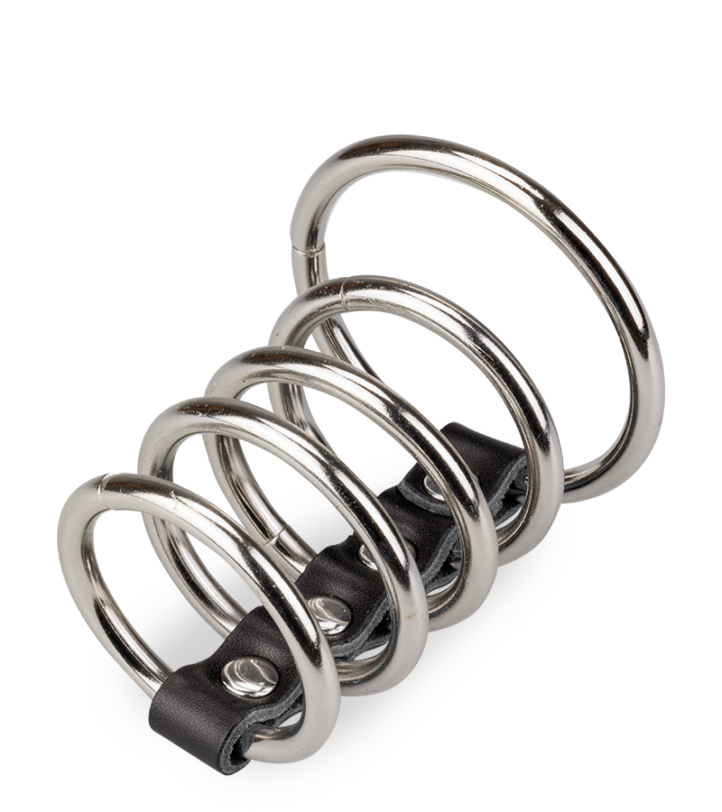 Peniskäfig aus 5 Metall-Cockringen